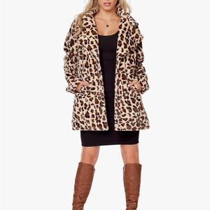 Leopard Print Faux Fur Coat